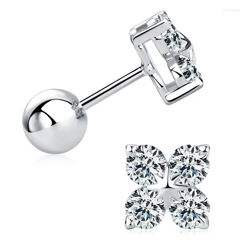 Boucles d'oreilles ZFSILVER S925 argent à la mode Moissanite classique conception exquise trèfle pour charme femmes accessoires bijoux cadeau EMO-311