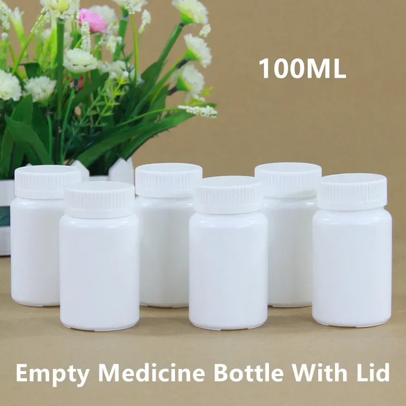 Kavanozlar 50pcs 100ml Boş Depolama Konteyneri Kapsül Hap Tablet Gıda Sınıfı İlaç Paket Şişeler Sıcak Satış