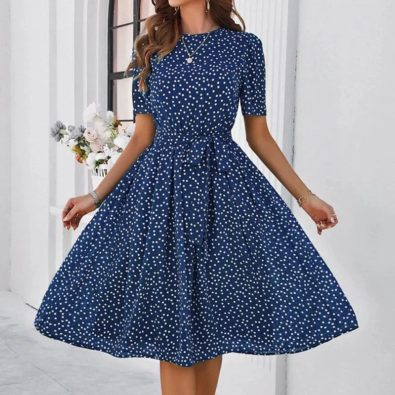 knee length summer dresses with short sleeves Casual Summer Casual Dresses For Women Satin Solid Color midi dress knee length short sleeve summer dresses