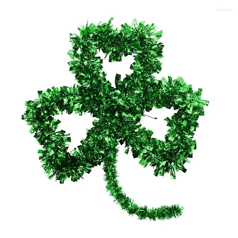 Dekorativa blommor St. Patrick's Day Green Garland Irish Door and Home Wall Decorations Party Fun Trifolium Clover Lucky Grass Wreath