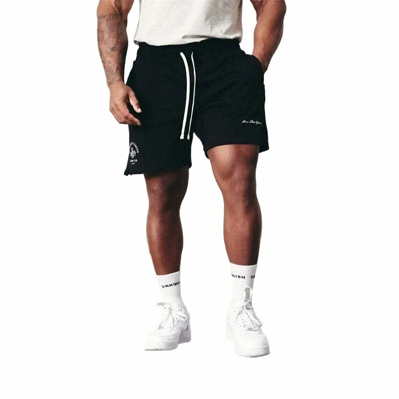 Pantaloncini da uomo New Summer Jogging Gym Sport Fitn Cott Five Point Pant Casual Fi Pantaloncini elasticizzati allentati Bodybuilding Short x79u #