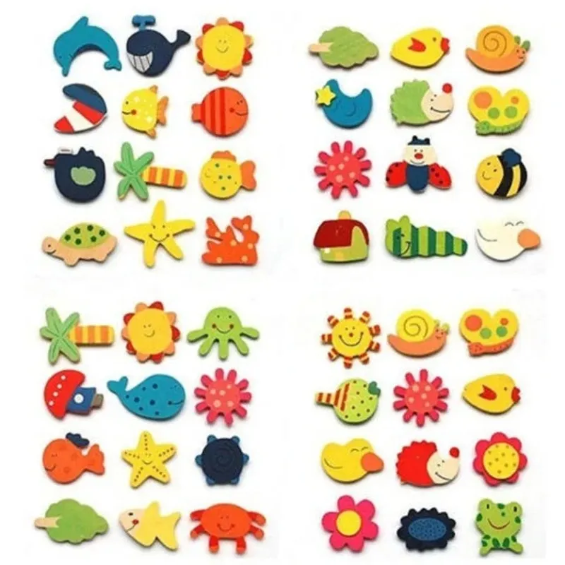 NEW 2024 Baby Cute Fridge Magnets Wooden Cartoon Animal Child Cute Funny Educational Toys Fridge Magnet Souvenir Home Decorate