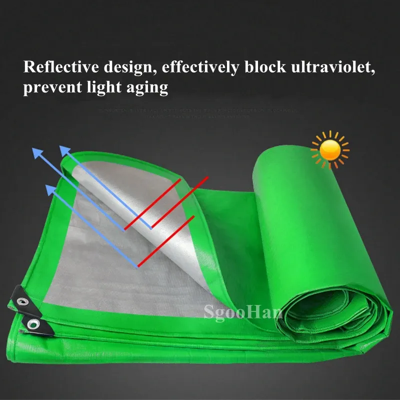 Nets GreenSilver 0.32mm PE Tarpaulin Rainproof Cloth Garden Shading Sail Boat Truck Canopy Tarp Pet Dog House Cover Waterproof Cloth