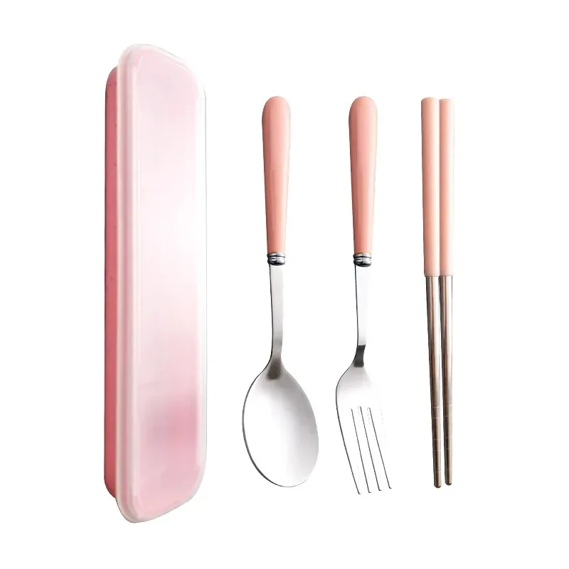 Wheat Straw Tableware Box Spoon Fork Chopsticks Cutlery Dinnerware Children Adult Travel Portable Kitchen Accessories