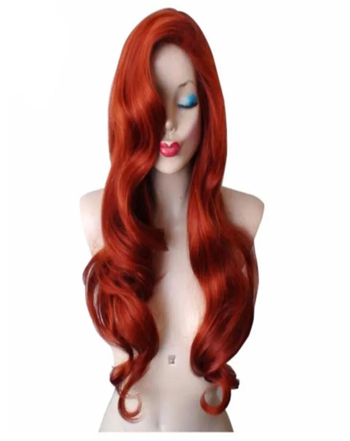 Golden Blonde Long Curly Wig Synthetic Cosplay Rabbit Wig With Big Swap Bangs Drag Queen för Halloween Daily Use93947259773788