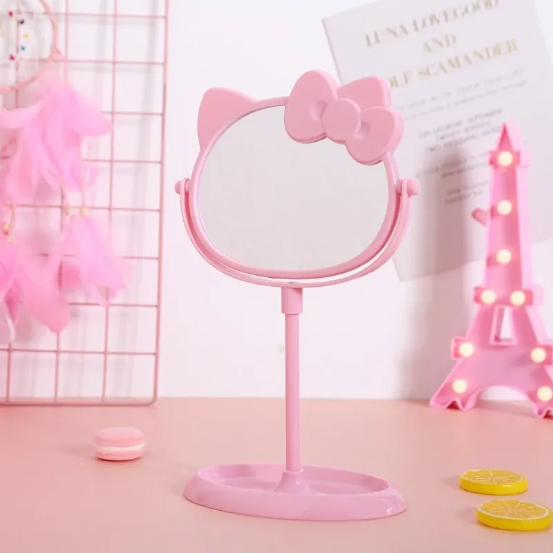 Mirrors New Cute Pink Cartoon Mirror Cartoon Make Up Desk Mirror for Girls Doublesided Storage Table Mirror