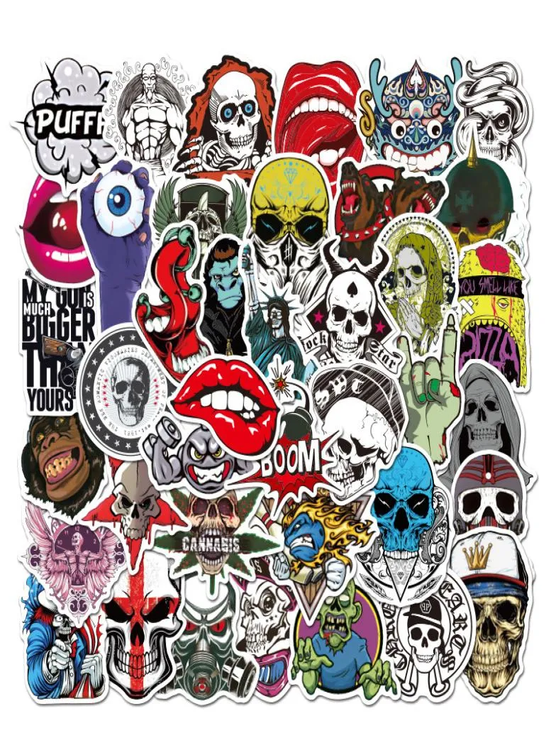 50 PCS Mixed Car Stickers Scary Skull Graffiti For Skateboard Laptop Helmet Pad Bicycle Bike Motorcycle PS4 Notebook Guitar PVC Fr1245865