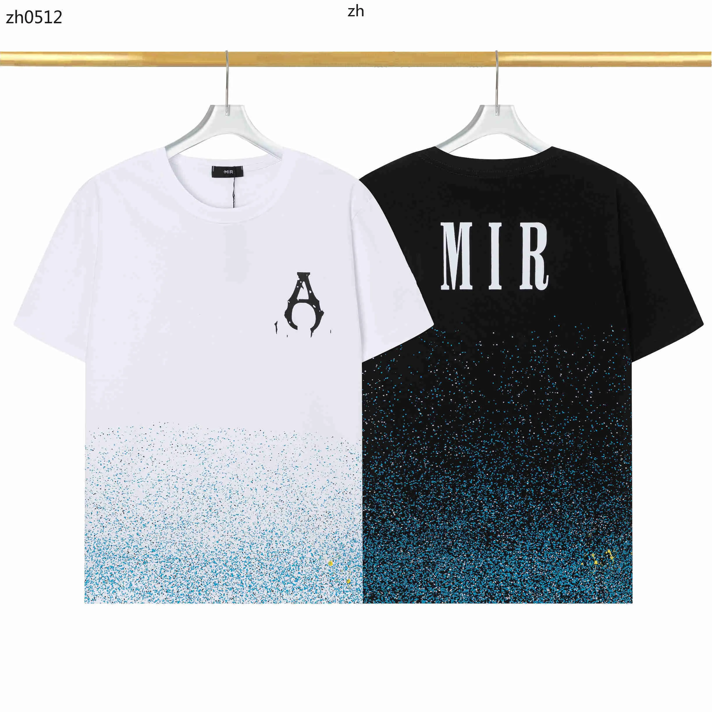 24 Mode d'été Luxe Amari T-shirt Designer Amari Hommes T-shirt Double Gaze Ciel Étoilé Impression Artisanat Hommes et Femmes T-shirt Mode Noir et Blanc T-shirt F12040