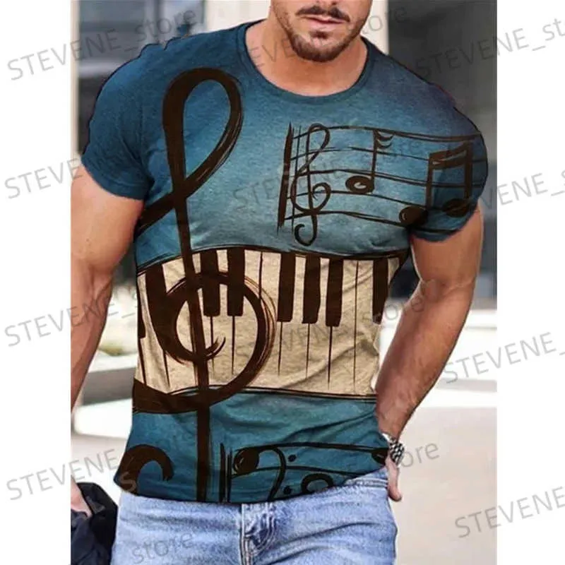 Herren T-Shirts Musik 3D Gedruckt Lustige Männer T-Shirt Mode Harajuku O Hals Ethnischen Stil T-Shirts Herren Kleidung Übergroße Kurze Slves T-shirt T240325