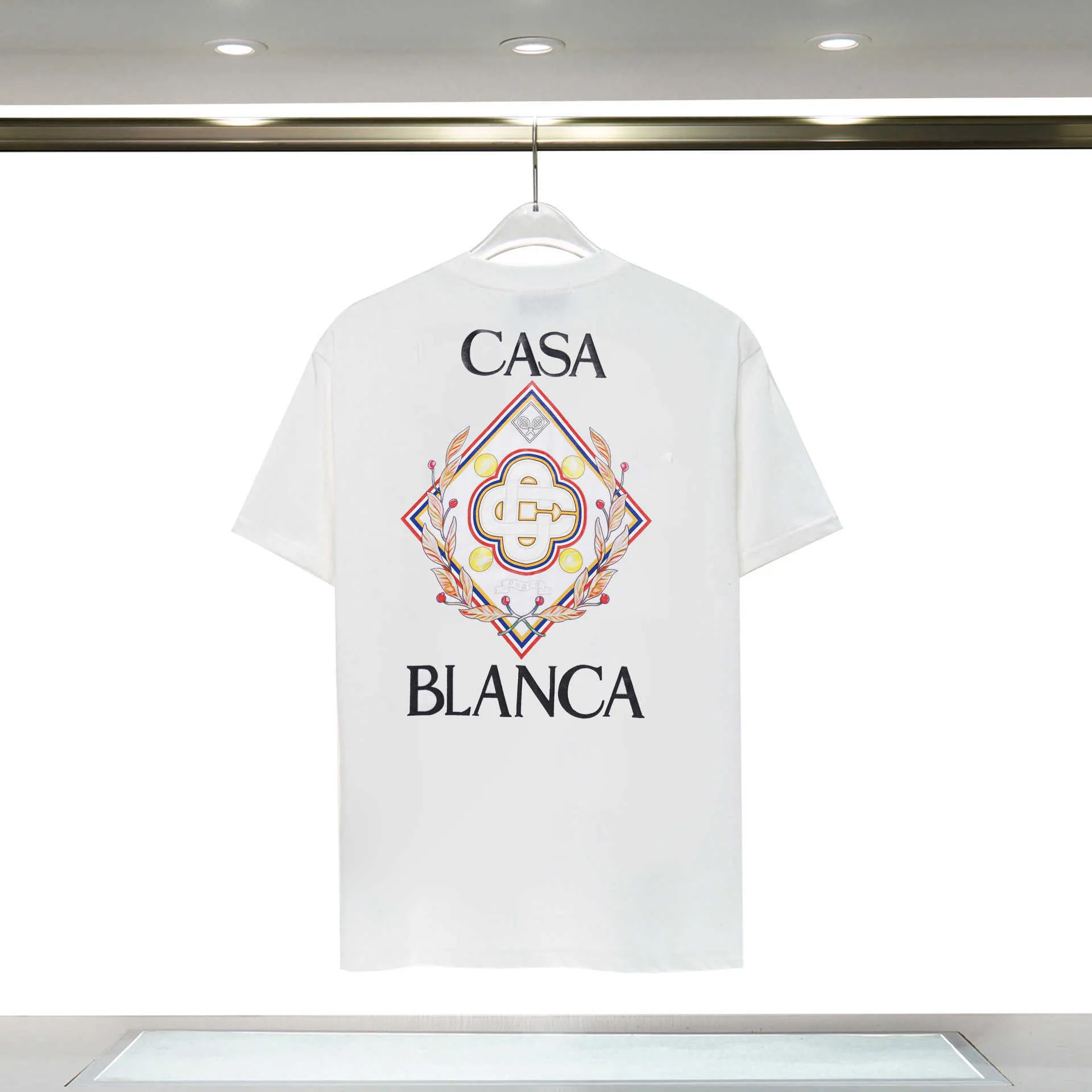 メンズデザイナーTシャツカジュアルTシャツカサブランカ夏新しいカサブランカトロピカルフルーツプリントルース短袖TシャツC1UW