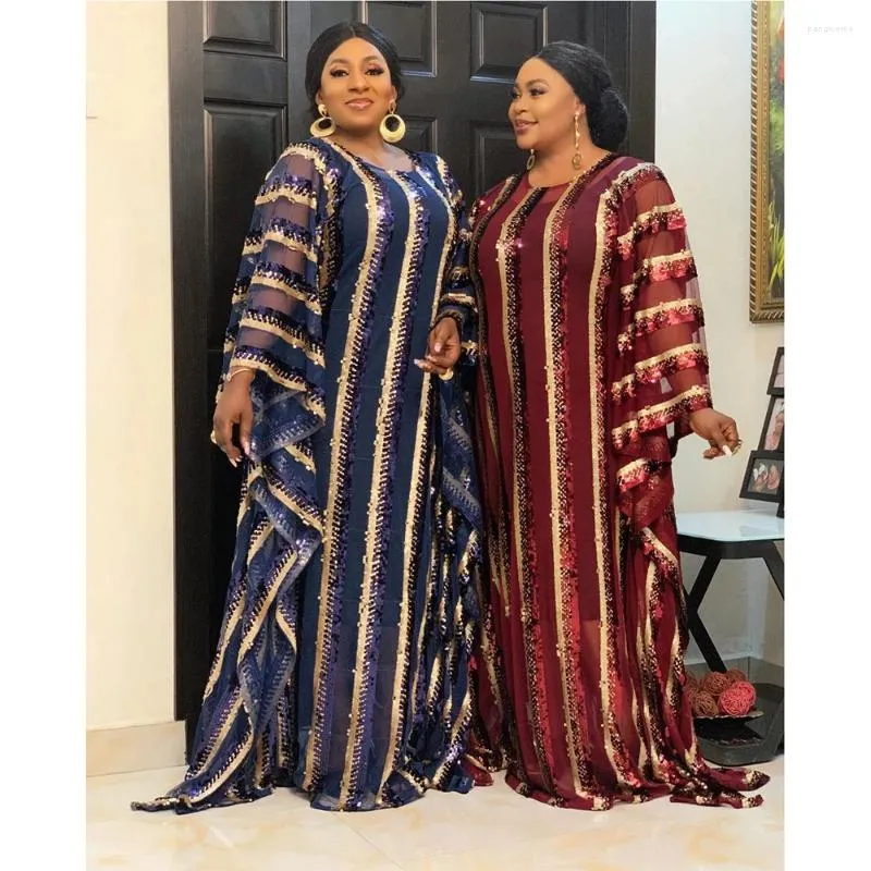 Etnik Giyim 2024 Pullar Büyük Boy Afrikalı Kadınlar Maxi Giyim Geleneksel Arap Robe Boubou elbisesi Dubai Abaya Müslüman Kaftan Dashiki