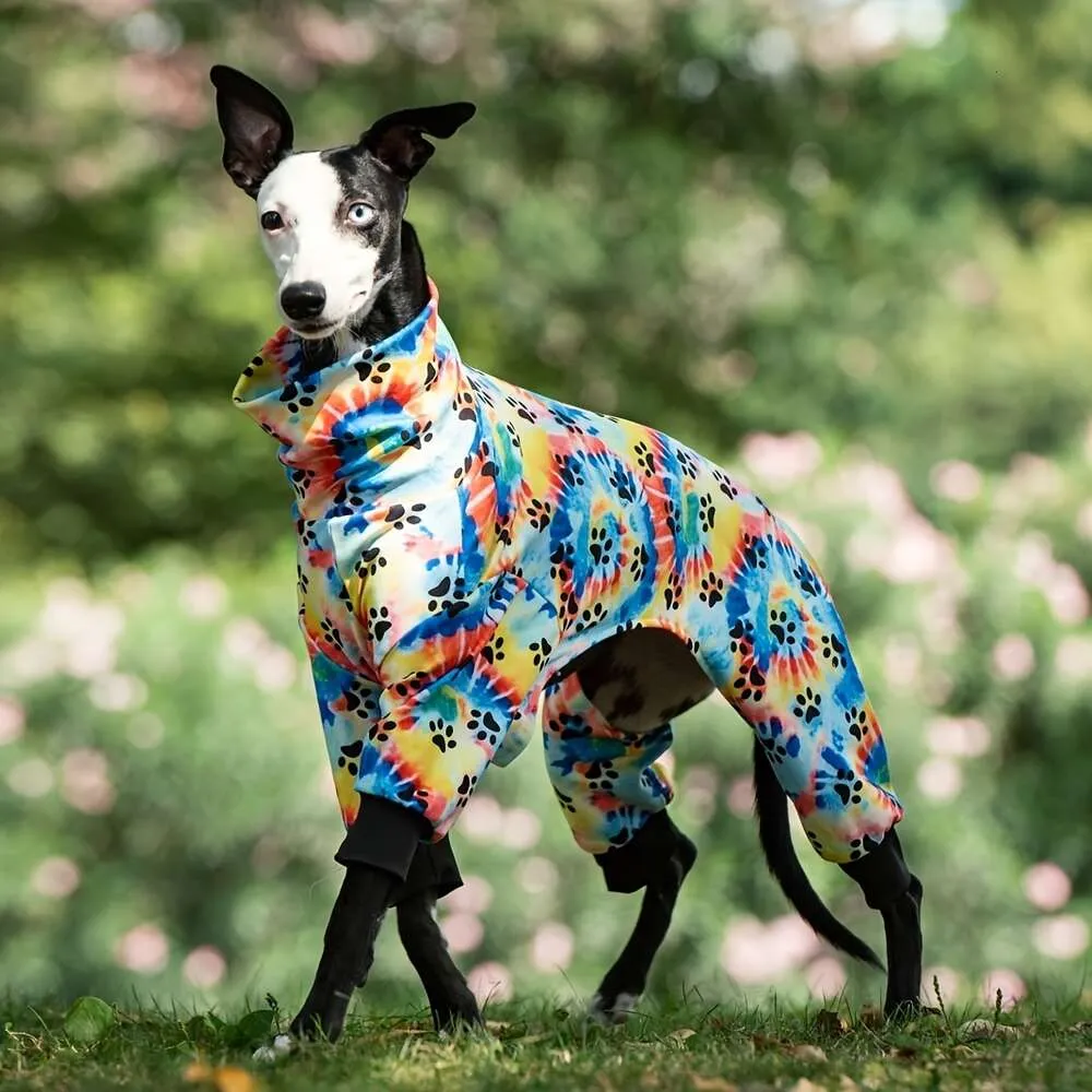 Medium Large Dog Paw Printed Greyhound Pamas Jumpsuit Bodysuit