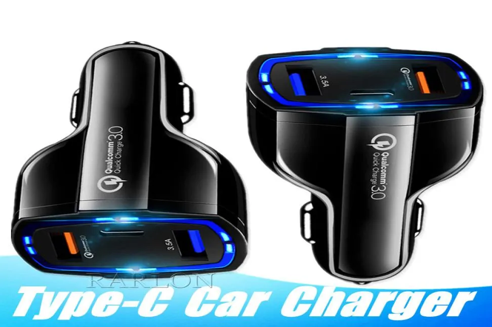 Qc30 carregador de carro USB duplo 2 carregador de porta duplo plug plug USB Adaptador de carregamento universal TIPEC Fast Charge Charging Cellphone1854375