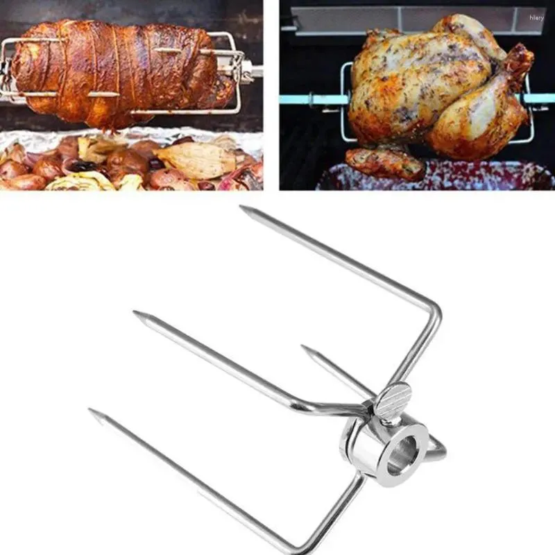 Narzędzia 1pcs BBQ ROTISSERIE Forks Steel SPIT Węgiel Fork Grill narzędzie pieczeń kurczak r6j1