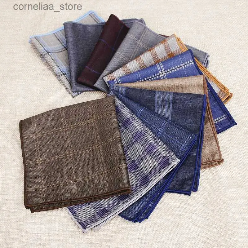 Handkerchiefs Mens retro plain weave pure cotton handle pocket square Hanks luxury chest towel ball party gift Y240326