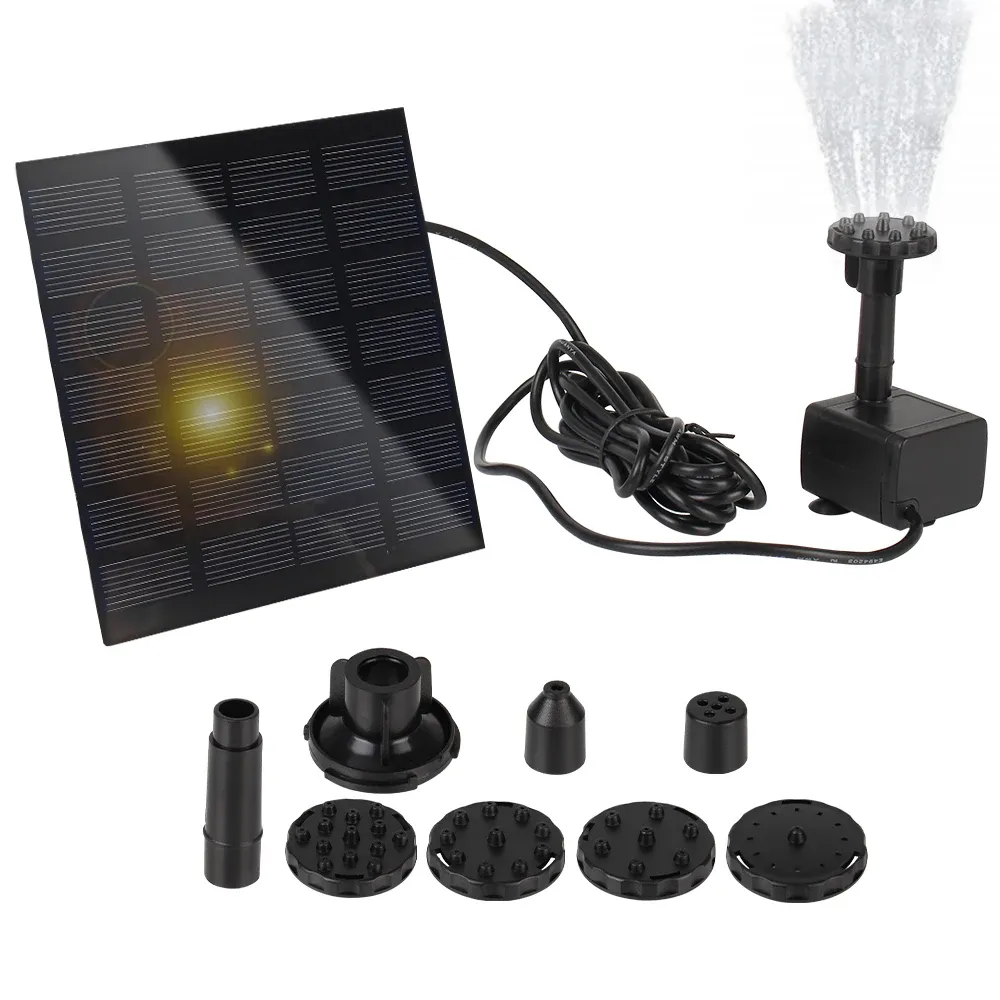 Baths Outdoor Solar Water Pump Garden Pond Water Fountain Pool With 7 Spray Heads Solar Panel Powered 1.2W Water Sprinkler Sprayer