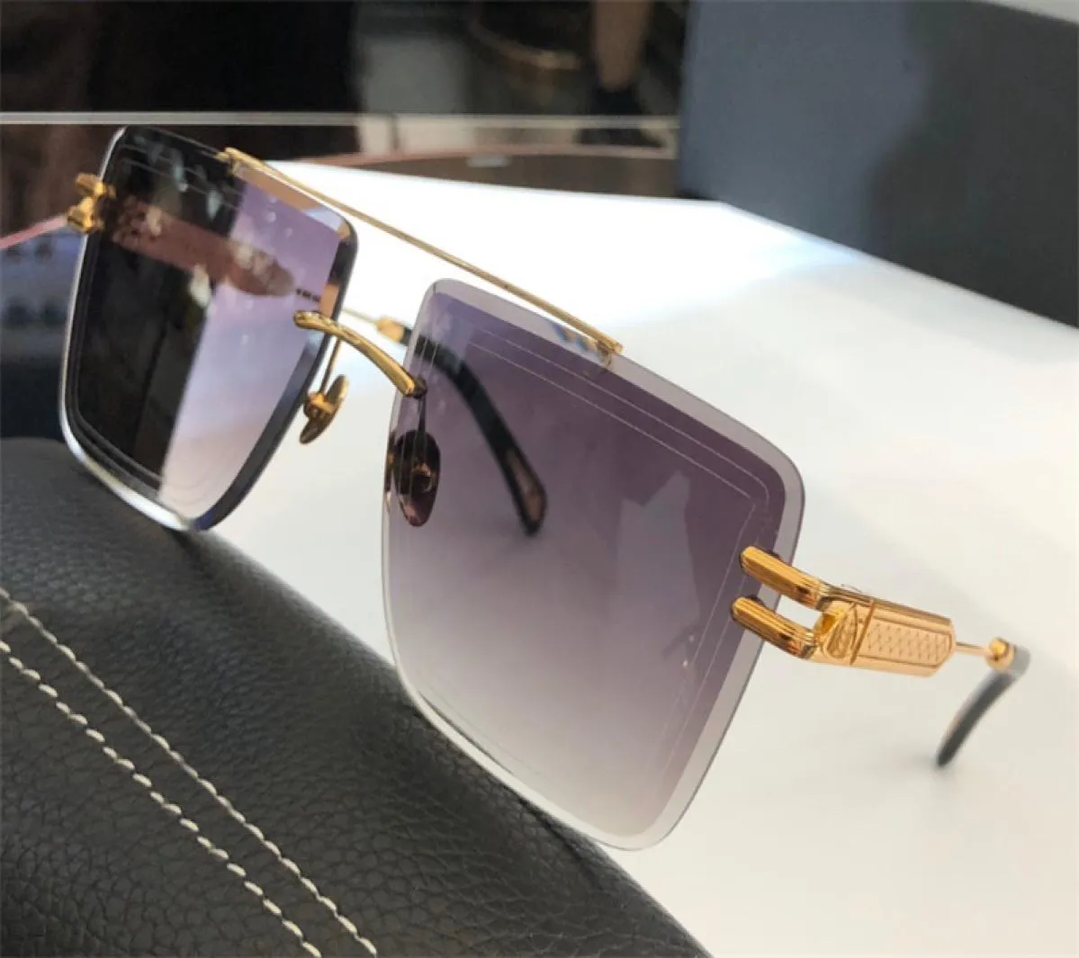 Top K gold men sunglasses car glasses DUSKII fashion designer top outdoor uv400 glasses square frameless crystal cut lenses5749404
