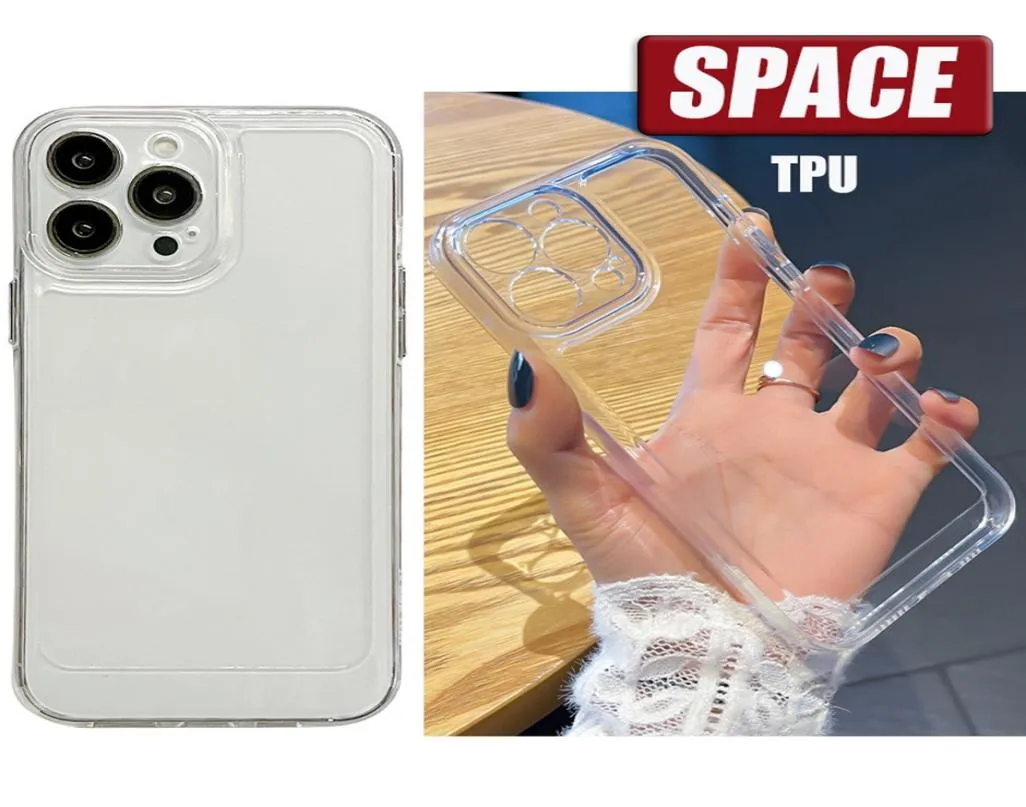 TPU Space Telefon Case dla iPhone'a 14 13 12 11 XR XS Pro Max 6 7 8 plus 20 mm HD Clear Transparent Ochrona obiektywu miękkiego aparatu 2578165