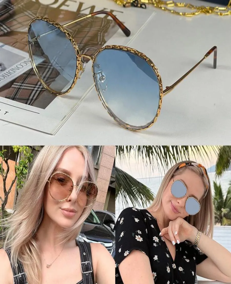 New Gradient blue lenses Sunglasses Z1623W Women Brand Designer chain links Ring Round Big Circle Flowers House signature Glasses 5526830