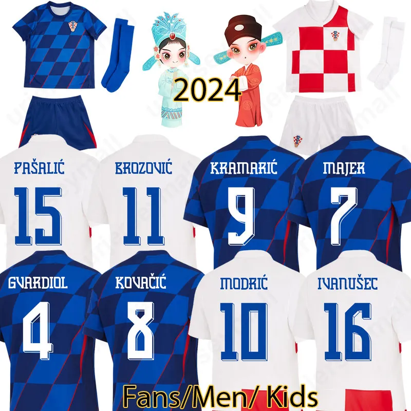 2024 2025 Kroatien Soccer Jerseys Gvardiol Modric Majer Home Away Modric Majer Football Shirt 1997 1998 Croacia Camiseta de Futbol Top Thailand Maillots fot