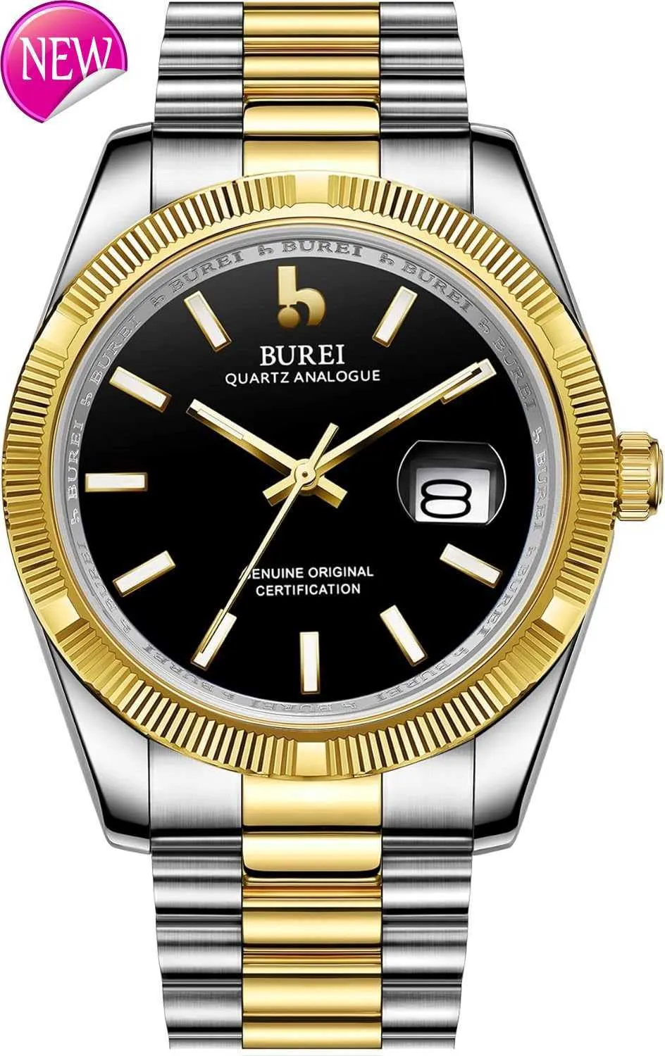 DHgate BUREI Mens Quartz Watch Sapphire Glass Date Window Japanese Movement Watches