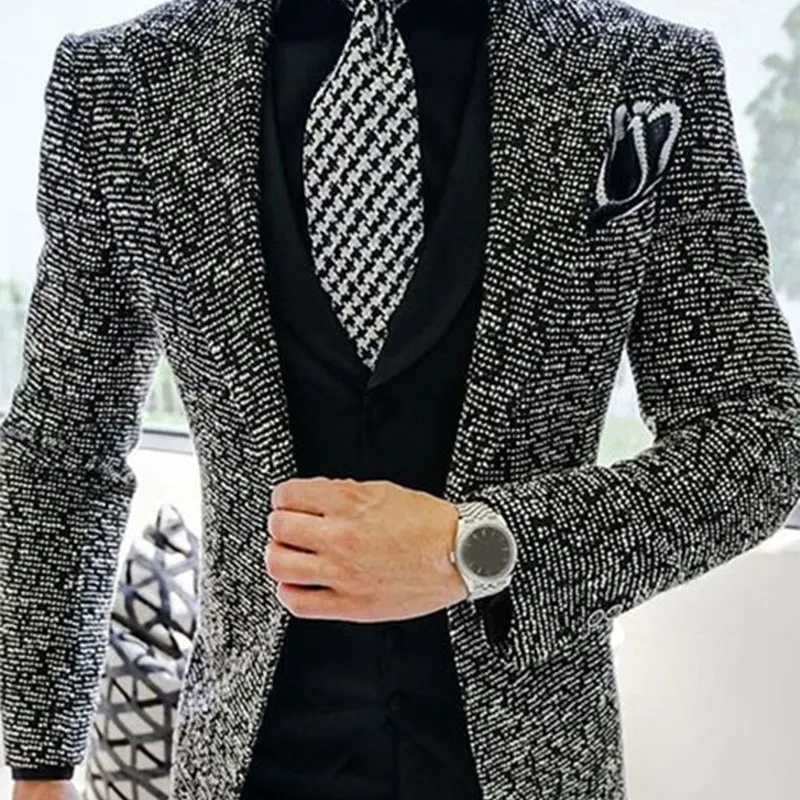 Giacca da uomo alla moda, casual, colletto con risvolto, tasca sul petto, monopetto, giacca da tailleur oversize in tweed, elegante 240307