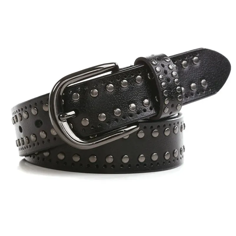 MYMC Studded Oryginalny skórzany pasek Kobiet Lady Punk Paspobabul Luksusowe pasy retro do dżinsów swobodny moda luksusowy 240315