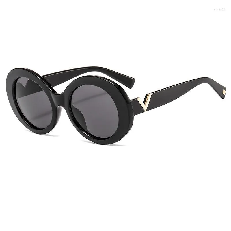 Solglasögon Oval V Men Women Brand Design 90 -talets retro ram Kurt Cobain Glasses Sun Shades S300