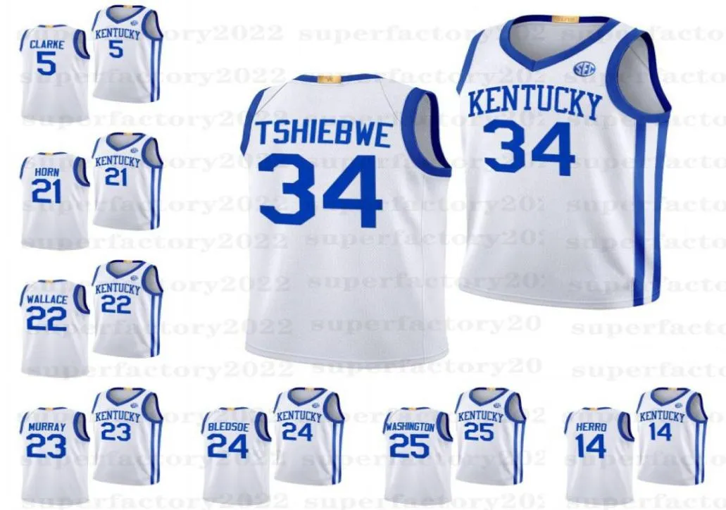 202223 Kentucky Wildcats basketbal thuisshirt Oscar Tshiebwe PJ Washington Eric Bledsoe Jamal Murray Cason Wallace Walker Hor1318312