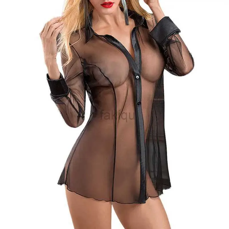 Sexy saia sexy conjunto das mulheres camisa transparente sexy malha mistura lingerie transparente robe pijamas sexy para usar 24326