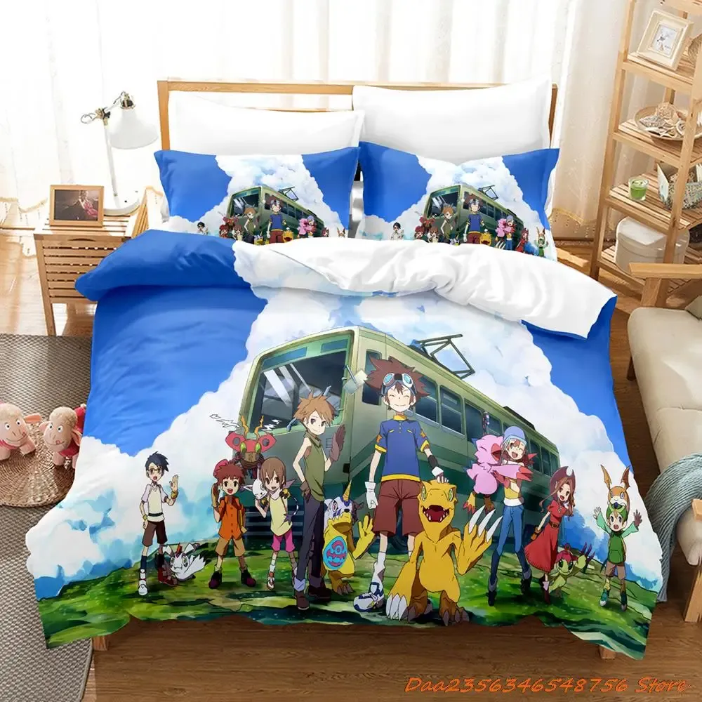 Sets 2023 Digimon beddengoedset enkele twin full queen king size bed set volwassen kinderslaapkamer dekbedoverdek sets 3D print anime lakenset