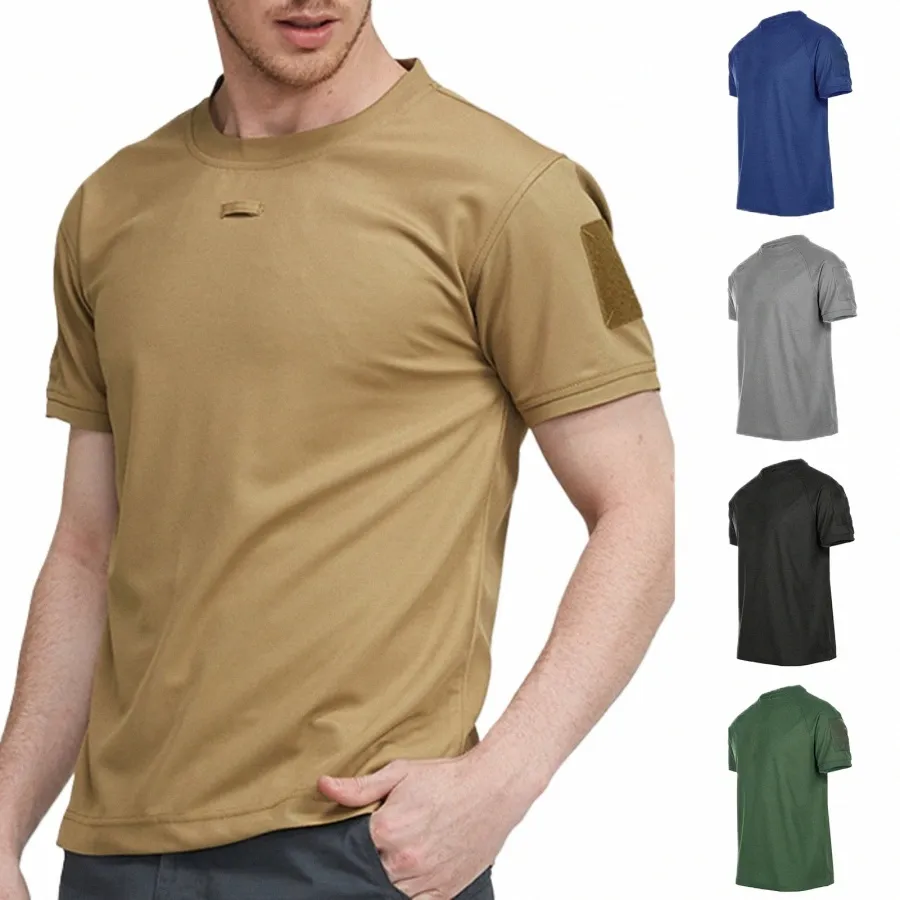 Tactische T-shirts Heren Sport Outdoor Militair T-shirt Sneldrogend Shirt met korte mouwen Wandelen Jacht Army Combat Herenkleding Ademend 385K #