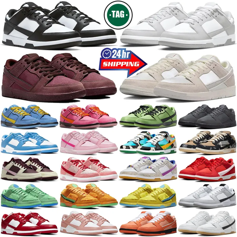 Ontwerper Panda hardloopschoenen sneakers voor heren dames buitenuniversiteit blauw rood drievoudige roze grijze mist gai kreeft rose Whisper Men Trainers sportlopers