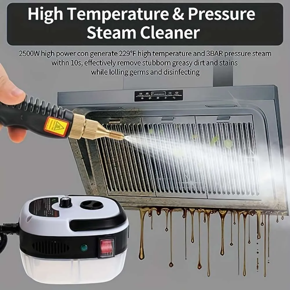 Hand-held Steam 2500W Hand-held Pressure Portable Cleaner, with 3 Brushes, High Temperature Steamer, Suitable for Home, Kitchen, Furniture, Bathroom, Car