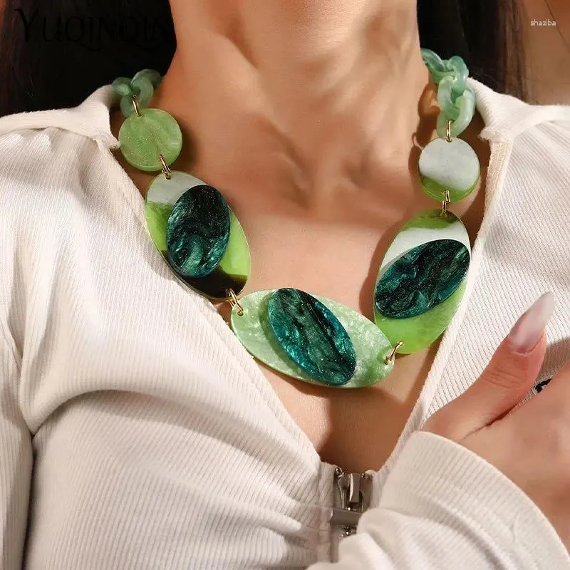 Correntes moda vintage boêmio boho corrente links colares para mulheres longo grande colar de resina meninas gótico jóias presentes
