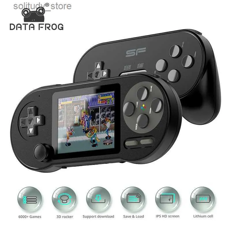 Reproductores de juegos portátiles Data Frog SF2000 Consola de juegos portátil de 3 pulgadas con 6000 juegos incorporados Consola de juegos portátil retro GBA / SNES mini juego Q240326