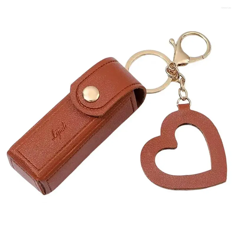 Storage Bags Compact Lipstick Holder Stylish Bag Keychain With Lobster Clip Heart Pendant Mini Container For Purse