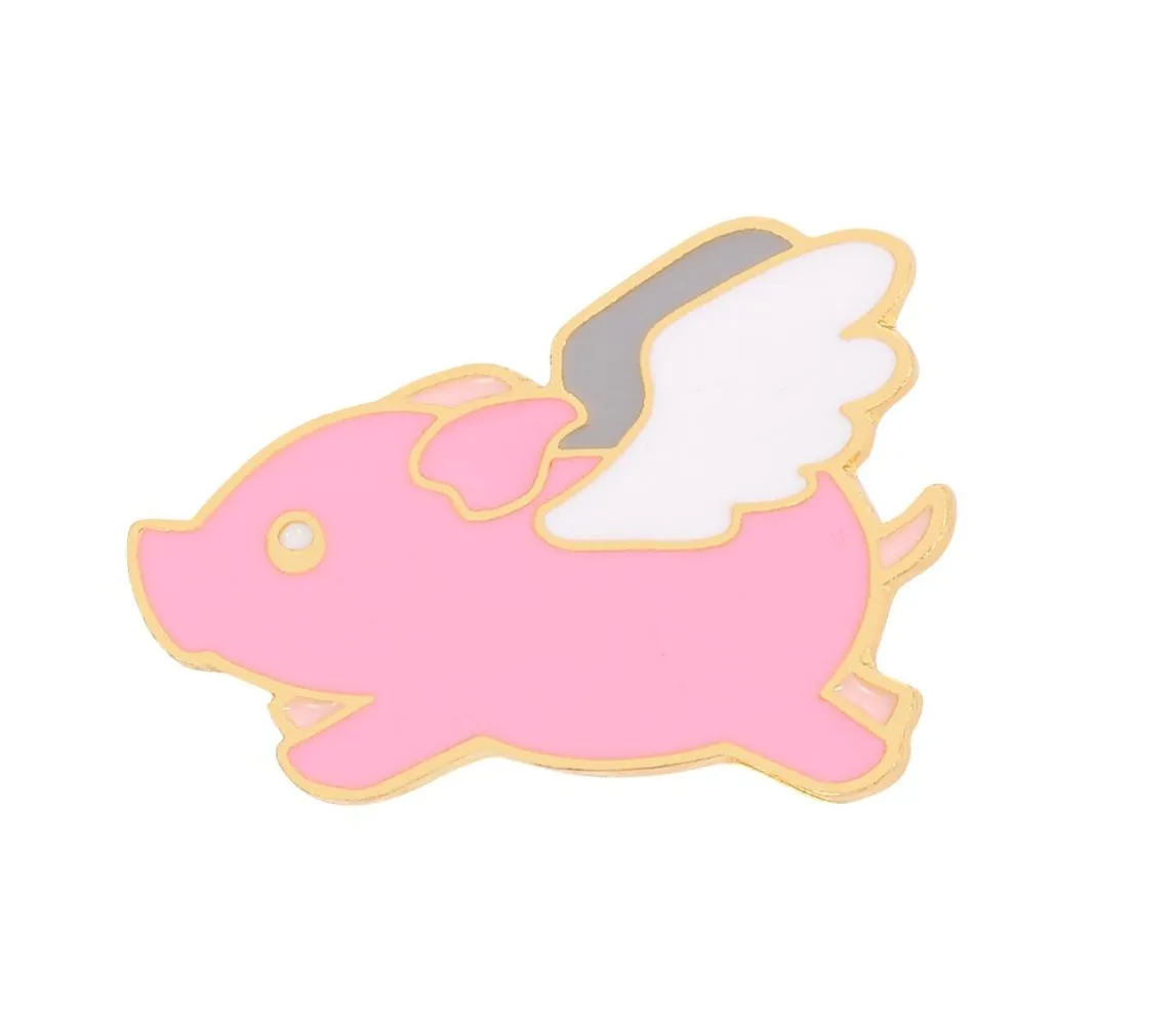 Pink Wing Angel Pig Lucky Animal Pin Söta unika designgåvor till vänner Brosches Badges Girl1170825