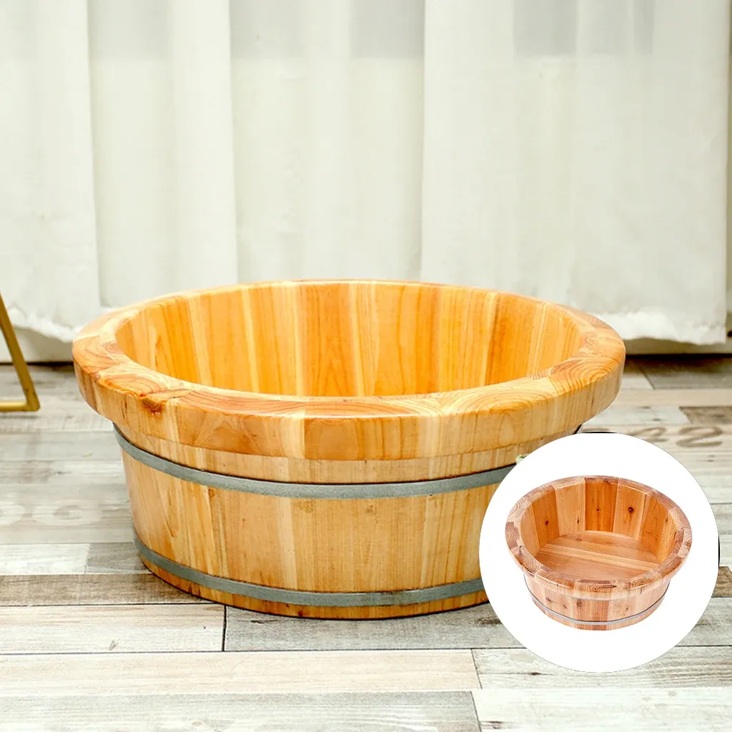 Bathtubs Foot Bathtub Wooden Bucket Foot Bath Barrel Basin Spa Tub Wood Basin Foot Wash Basin For Household