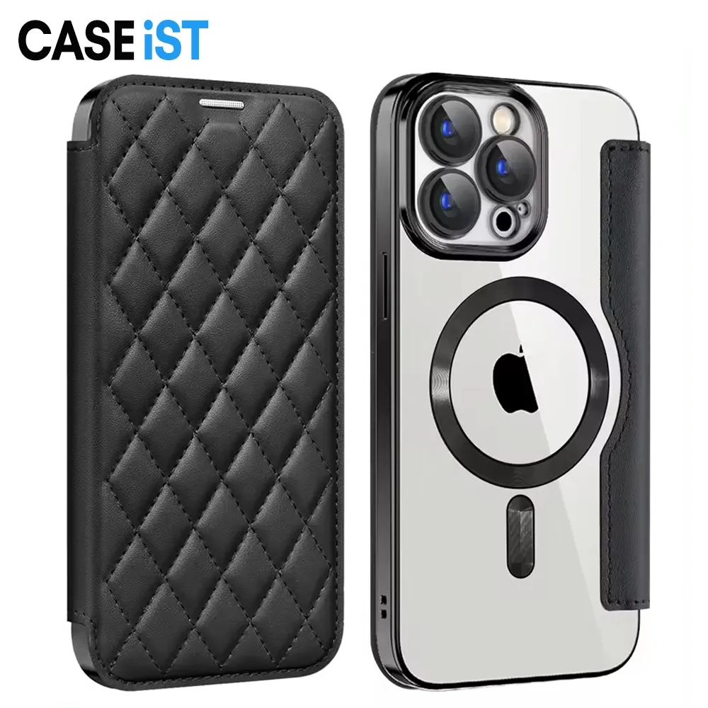 CASAIST INS FASHION LEATHER LEATHER MAGNECT MAGNECT RING Wallet Case Flip Folio Card Slots Cover Cover electrodlated for iPhone 15 14 13 12 11 Pro Max Plus Samsung S24