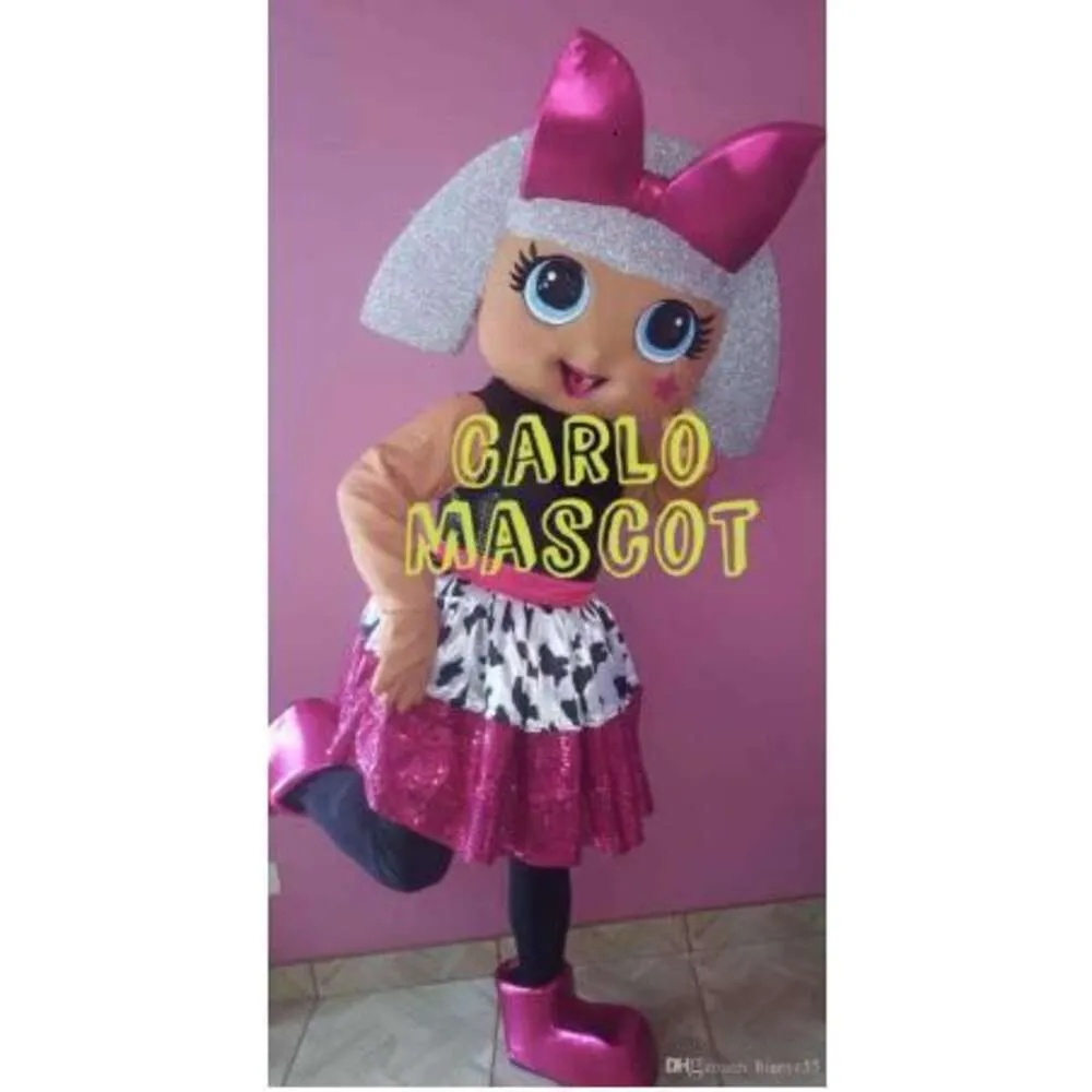 Costumi della mascotte Costume della mascotte del vestito operato dalla peluche del fumetto della mascotte della bambola rosa adorabile di Natale di Halloween