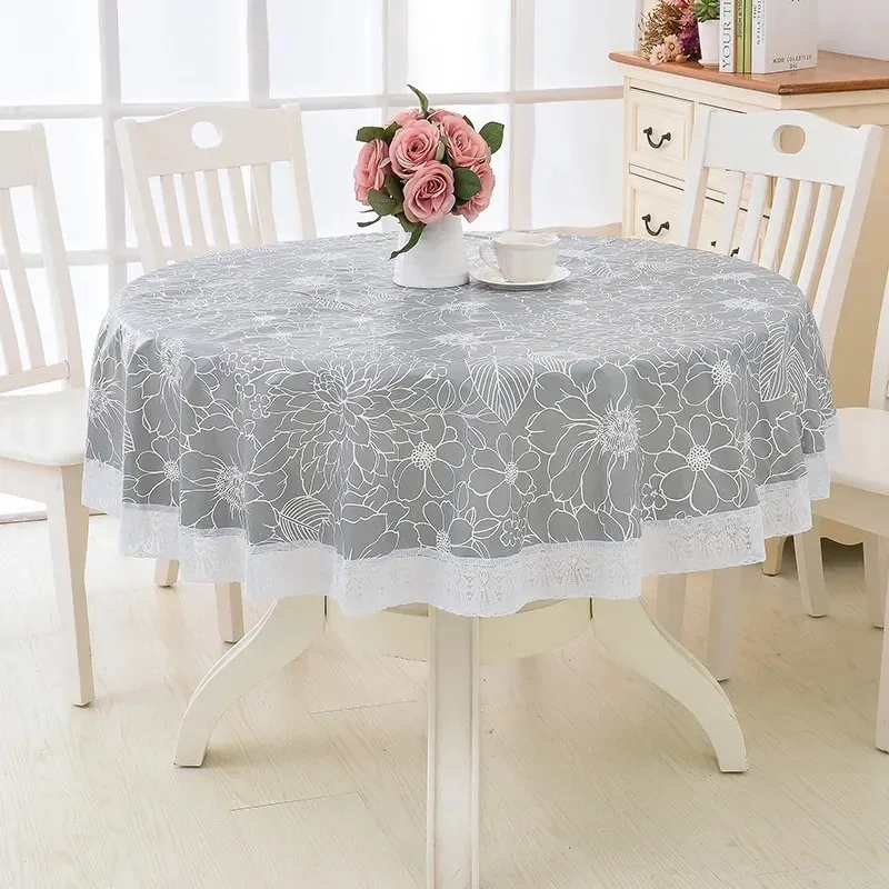 Nouvelle table ronde de style fleur 2024 pastoral PVC Plastique Cuisine Plastique Oil Décoratif Decorative Elegant Imperproping Tabor