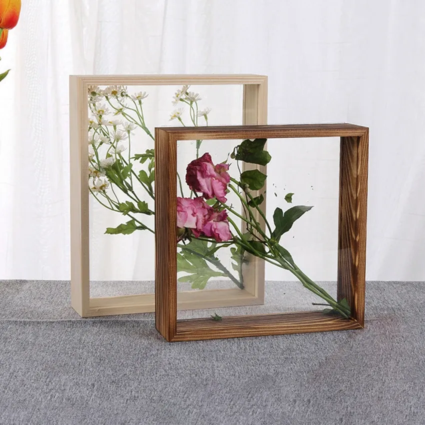 Frame Acrylic Shadow Box Frames Natural Wood Frame Bouquet Display Flower Case Deep for Crafts 3D Picture Memorabilia Memory Frame