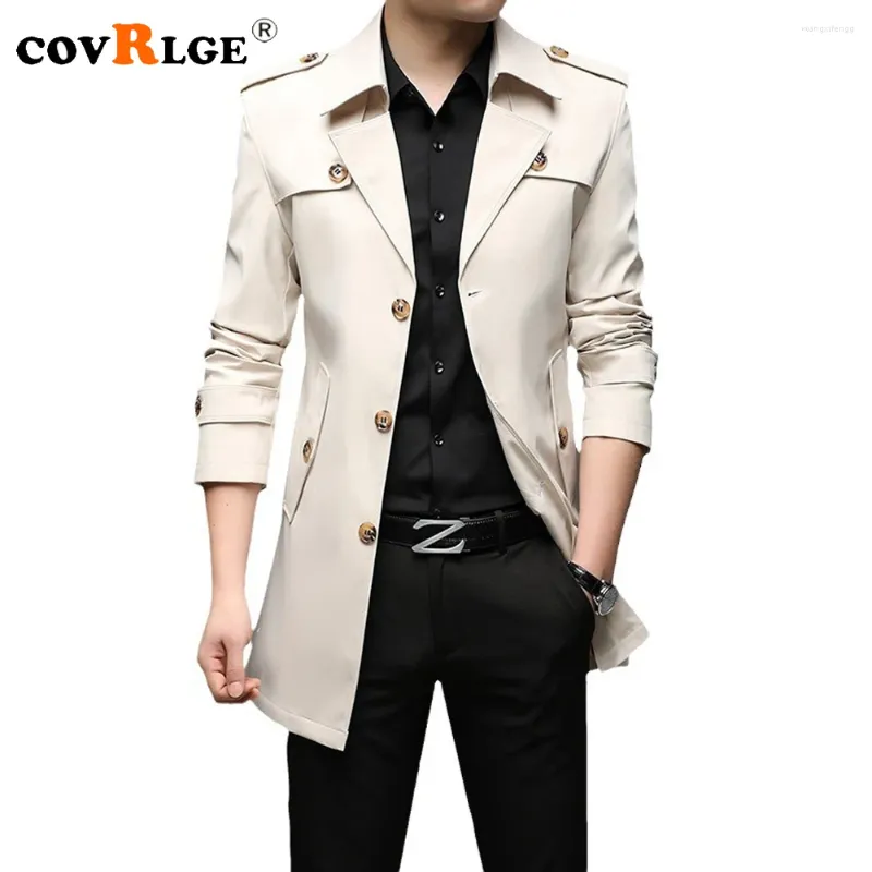 Trenchs pour hommes Covrlge Printemps Hommes Mode Angleterre Style Long Mens Casual Vestes d'extérieur Coupe-vent Marque Vêtements