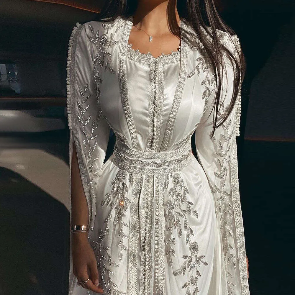 Dit ivoire marocain Sharon dubaï caftan robes de soirée pour les femmes de mariage à manches longues musulman arabe robe formelle Ss439 mal