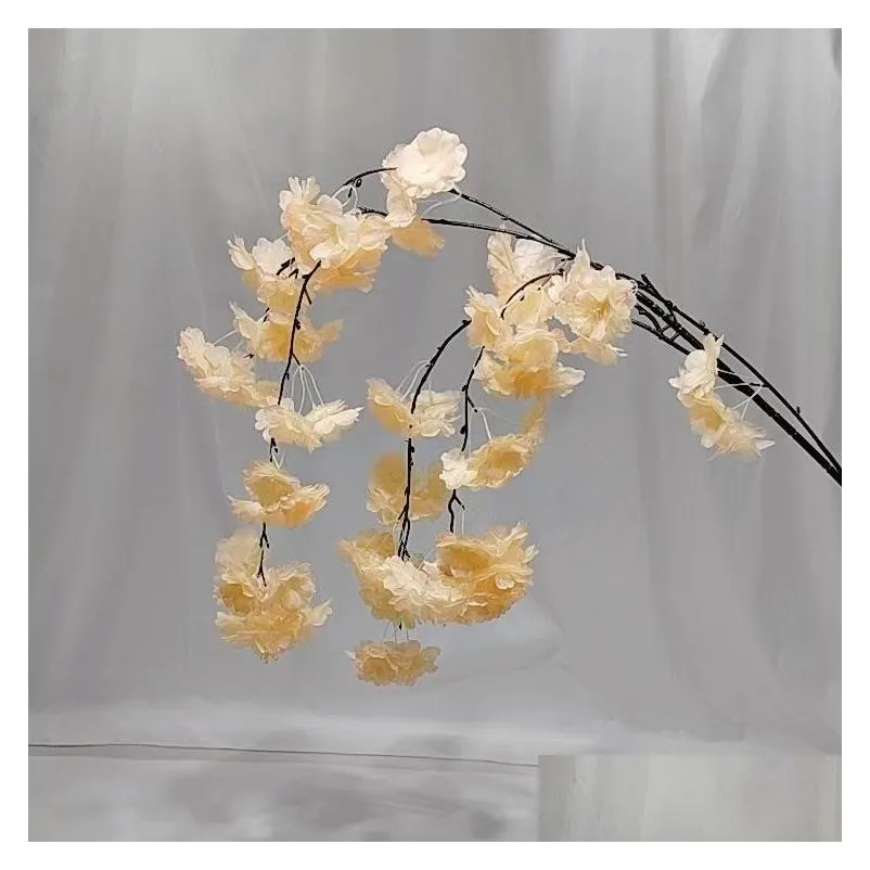 Dekorative Blumen Kränze Künstliche hängende Kirschblütenzweige für Hochzeit Home Dekoration Drop Lieferung Garten Festliche Party S Ot54X