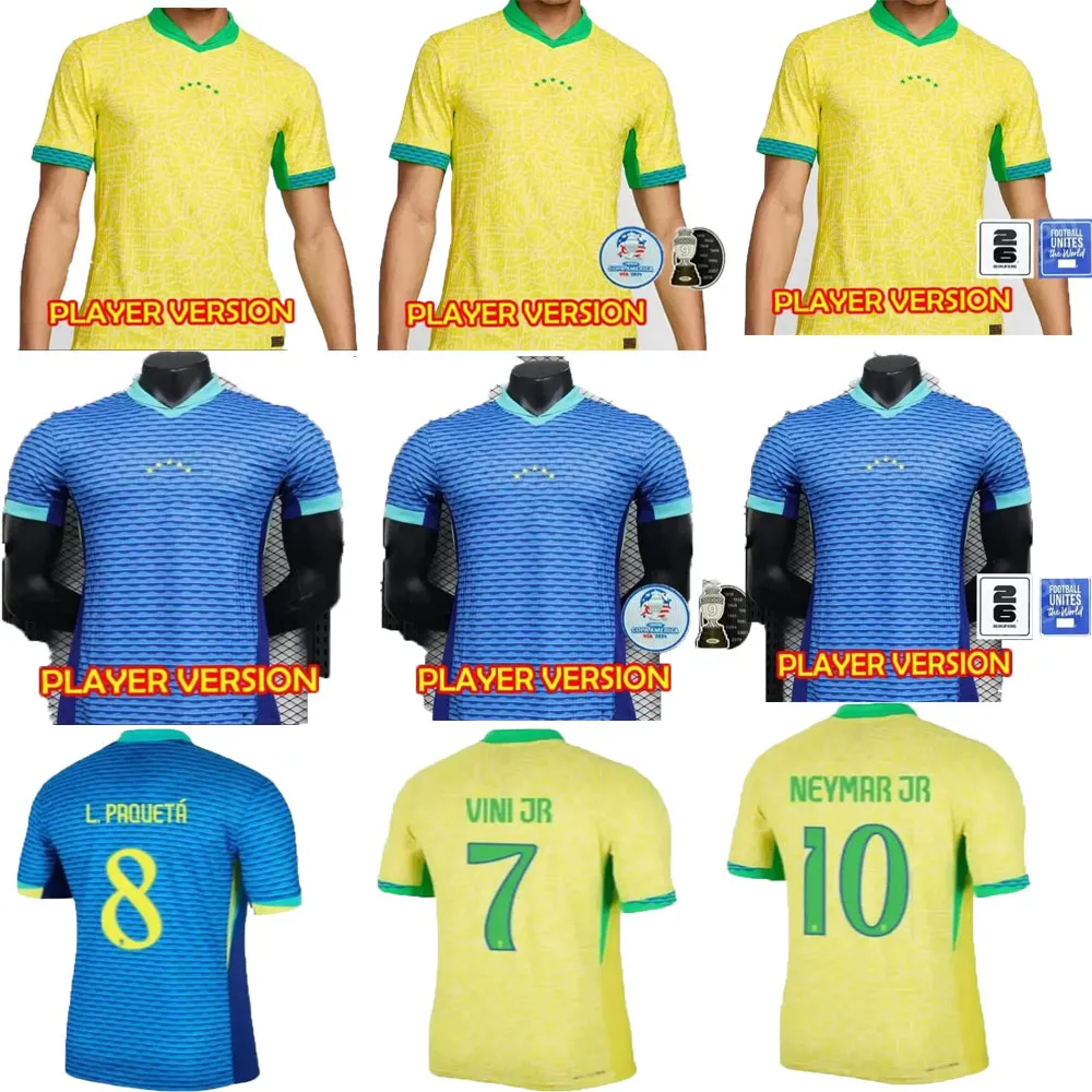 2425 oyuncu versiyonu Brezilya Futbol Formaları L.Paqueta Neymar Vini Jr. P.coutinho Richarlison Futbol Gömlek G.Jesus T.Silva Bruno G. Pele Casemiro Erkekler Jersey