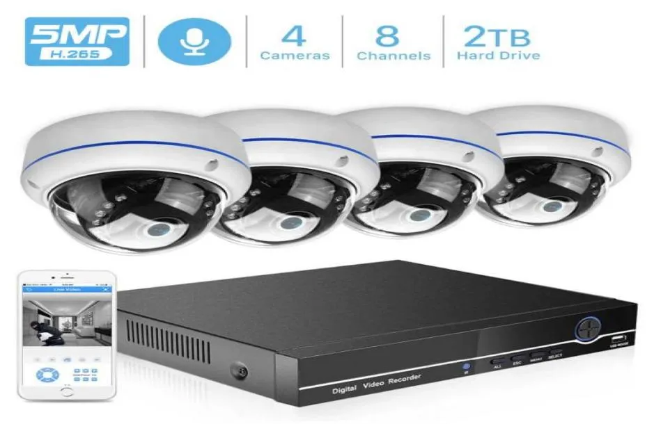 Andere CCTV -camera's BESDER 8CH 5MP POE NVR CCTV Security System 4PCS 3MP 2MP Audio Record IP -camera Vandalproof IR P2P Video Survei8121732