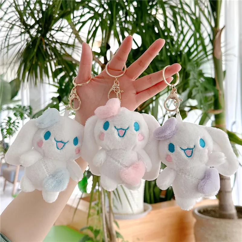 Cinnamoroll Plush Doll Keychain Cartoon Soft Stuffed Plushies Key Ring Bag Pendant Girl Gift Kids Toys