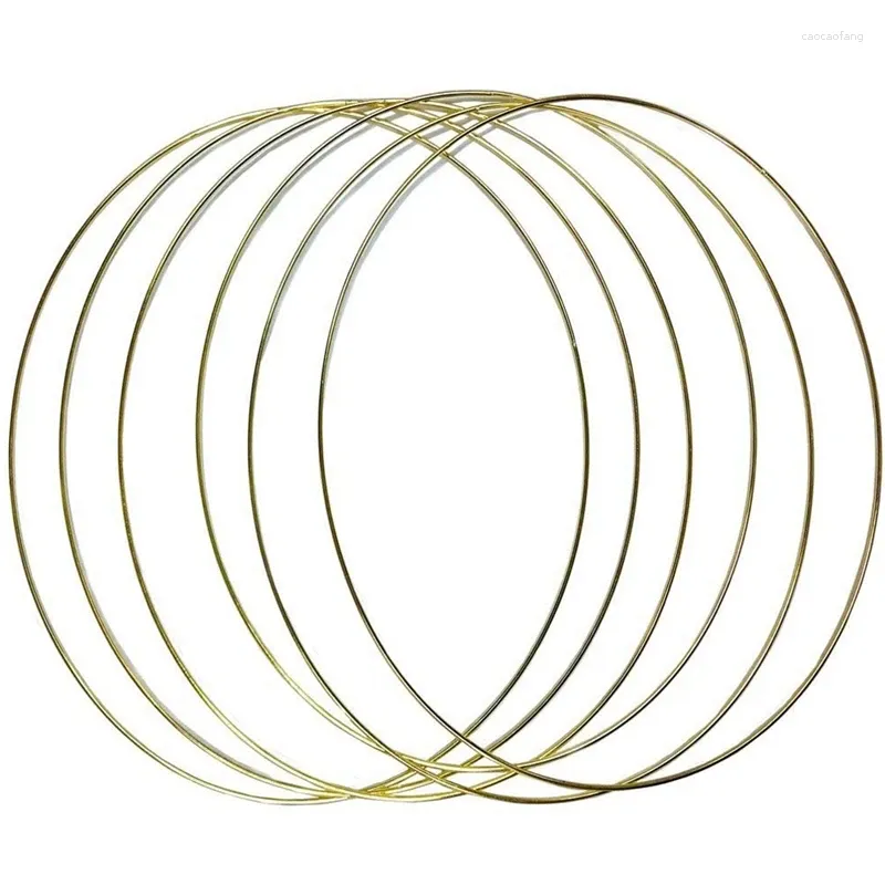 Dekoratif Çiçekler SV-Metal Çiçek Çember Çelenk Duvar Asma zanaat ve DIY Düğün Deco-Gold Halkası için MacRame Yüzükleri 6 PCS